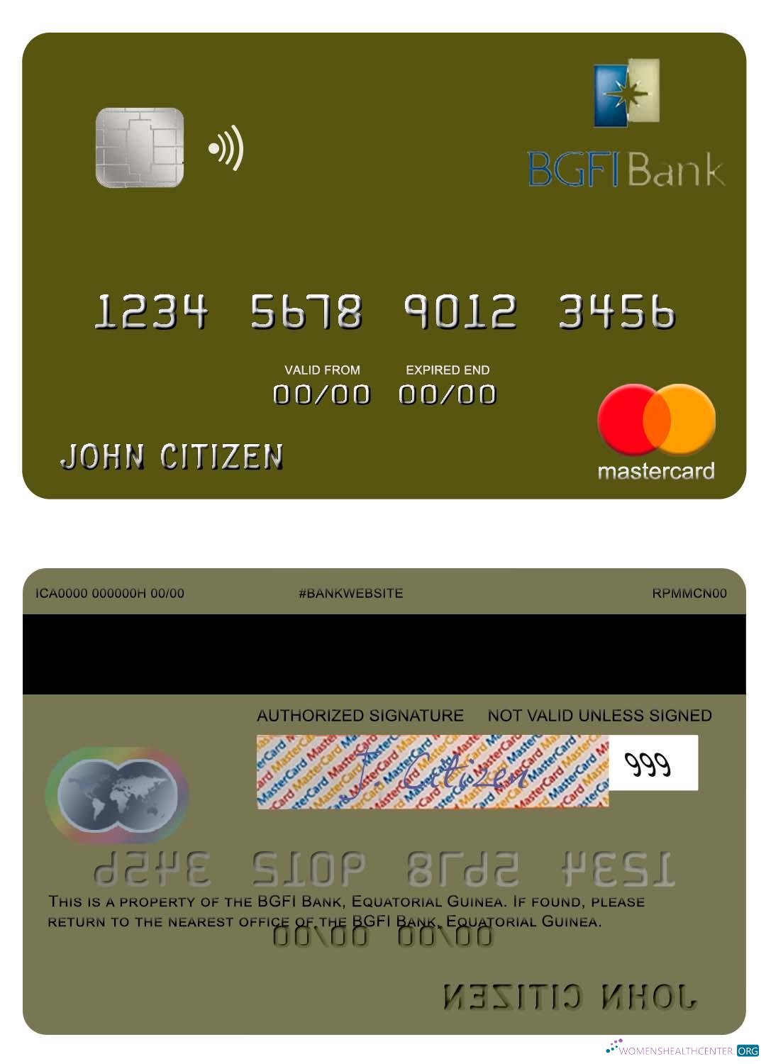 Download Equatorial Guinea BGFI Bank mastercard Photoshop template